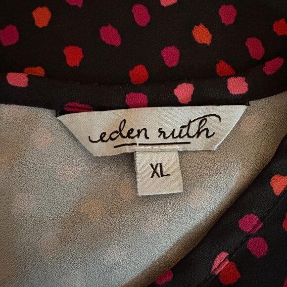 Eden Ruth Sleeveless Top Womens Sz XL Black Pink Red Polka Dots Office Layering - Picture 5 of 9